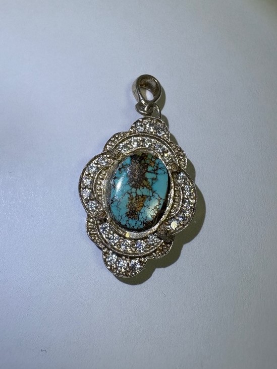 گردنبند فیروزه با رکاب نقره